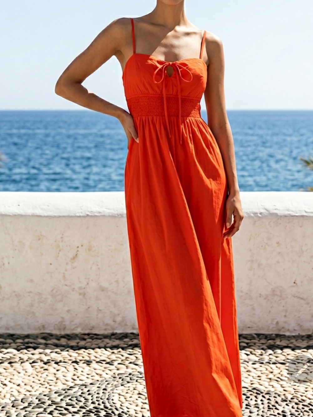 Universal Thread Orange Tie-Front Spaghetti Strap Maxi Dress - Picture 3 of 8